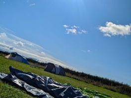 You couldn't ask for better weather or sunshine in this case, when downing the tent gear!