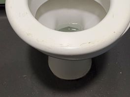 Poopy toilet seats straight after "cleaning" zoom in to front of seat.