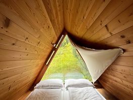 Inside the glamping pod