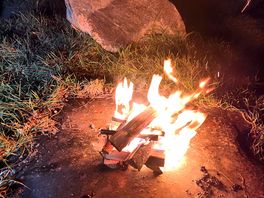Campfire after the rain to help dry the clothes