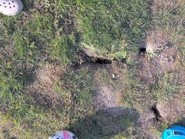 Dangerous hole on pitch