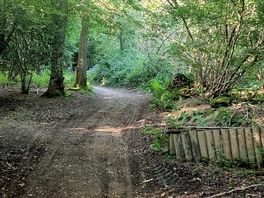 Langs dit pad wordt je naar de campingweide gebracht.