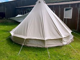 5m bell tent fits well next to the barn.