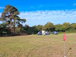 Tent set up on the field.