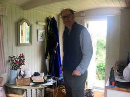 Michael inside hut
