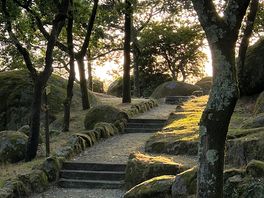 The trails cover the mountain over about a square mile , very steep