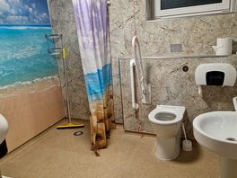 Massive clean disabled bathroom