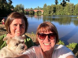 On the river bank at the site.