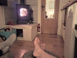 Log fire all set up by the hosts ready to light
