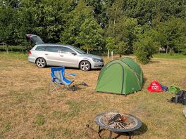 Trees sheltered camp from the wind.