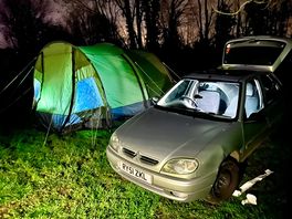 Tent pitch at night