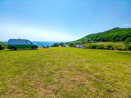 Lovely meadow pitches overlooking the sea