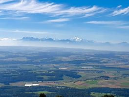 View of the alps from a viewpoint near the campsite