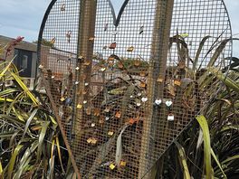 Love locks on a metal heart ❤️