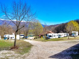 Pitches with a mountain backdrop