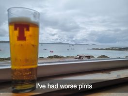 A pint at the pub overlooking the sound of iona