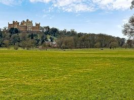 Camping field overlooked by the castle