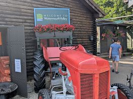 The cute tractor at the reception entrance