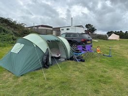 Pitched up near the shower and toilet block