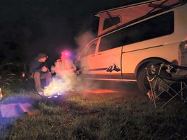 Van and campfire