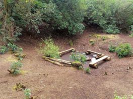 Campfire area well sited in a depression