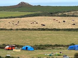 View of the campsite from the rocks nearby