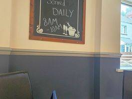 Inside the restaurant area of the bar