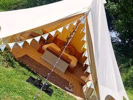 Outside of the tent