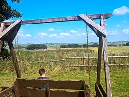 Beautiful swinging bench to soak up the scenery