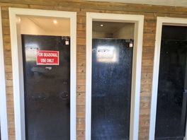 3 cubicles locked off for seasonal use in august, must be for the ski season