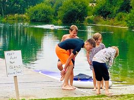 Kids by the lake