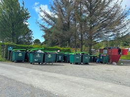 The bins which were overflowing when we arrived and still when we left early
