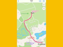 Distance from entrance to camping area
