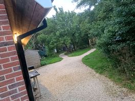 View from toilet block to pitch, short walk