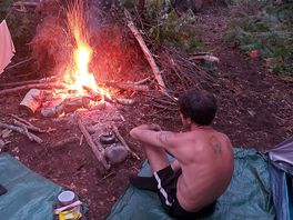The fallen tree makes a brilliant fireplace!