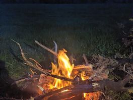 Firepit at night.