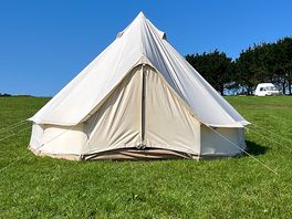 Bell tent pitched.