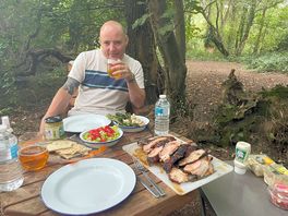 Lavish , full meal made on the fire pit