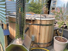 Wood fired hot tub