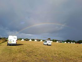 Lovely morning rainbow and massive field.