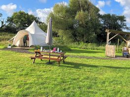 Our tent, toilet, kitchen