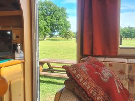 Looking out of caravan