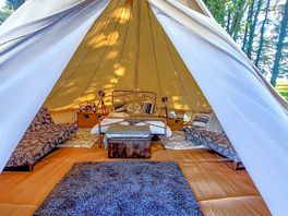 Looking into the bell tent