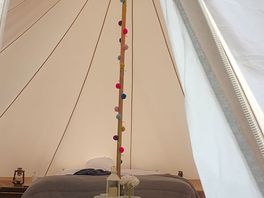 Inside our bell tent.