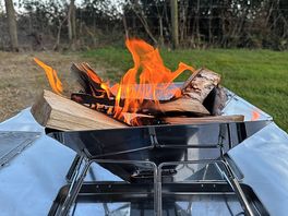Our fire pit with the mat we were allowed to borrow!