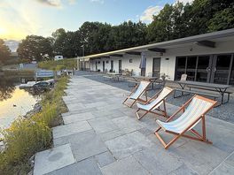 Beautiful seating area around the lake