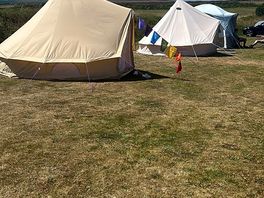 Our bell tents pitched on ramsey island field