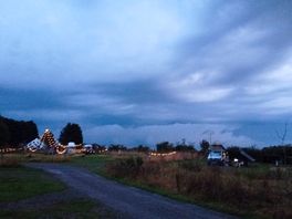 The lights coming on as evening approached
