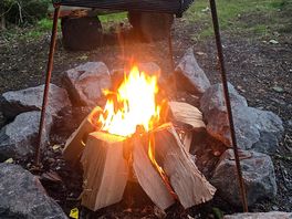 Campfire by the stream