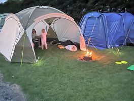 Camping by the fire